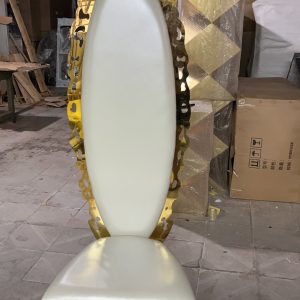 WENDING gold crown floral high-back throne chair luxury banquet wedding chair pearl ivory