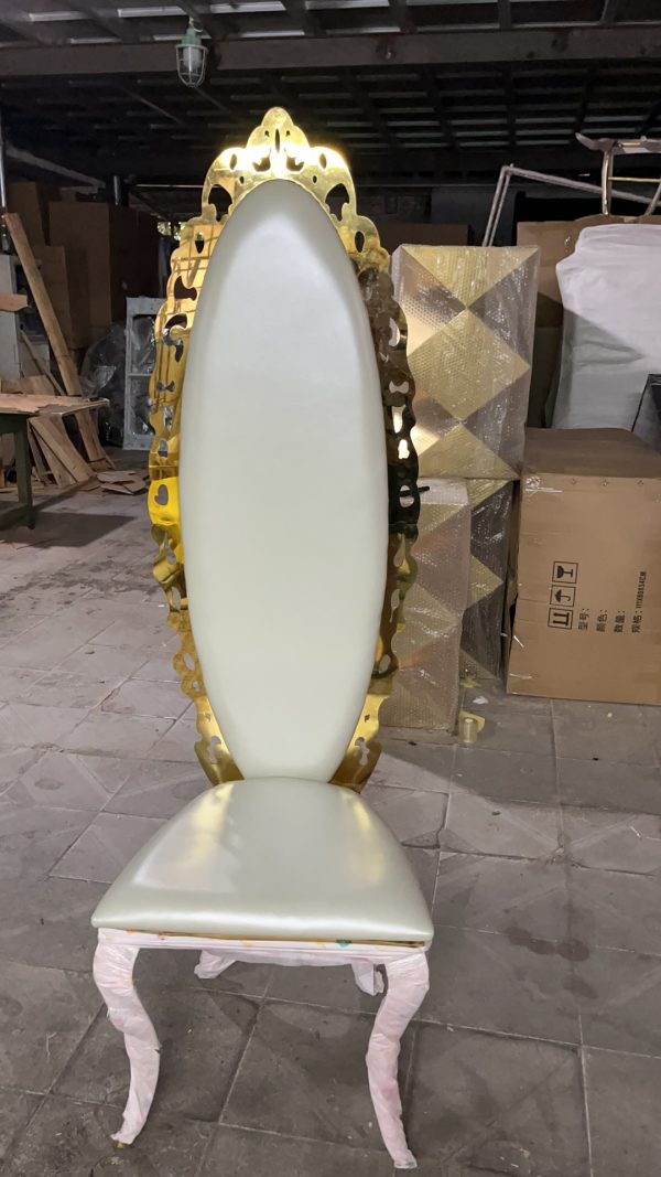 WENDING gold crown floral high-back throne chair luxury banquet wedding chair pearl ivory