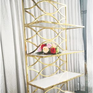 WENDING gold frame wave lattice tall wedding display rack white shelf romantic floral stand