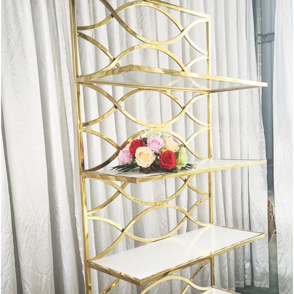 WENDING gold frame wave lattice tall wedding display rack white shelf romantic floral stand