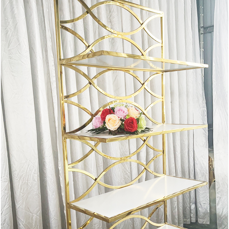 WENDING gold frame wave lattice tall wedding display rack white shelf romantic floral stand