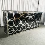 WENDING silver black overlapping circle cutout wedding reception desk mirror sign-in counter