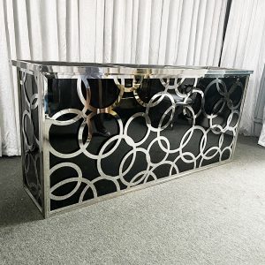 WENDING silver black overlapping circle cutout wedding reception desk mirror sign-in counter