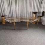 WENDING gold crescent crystal-pendant spindle-leg banquet table European opulent wedding table