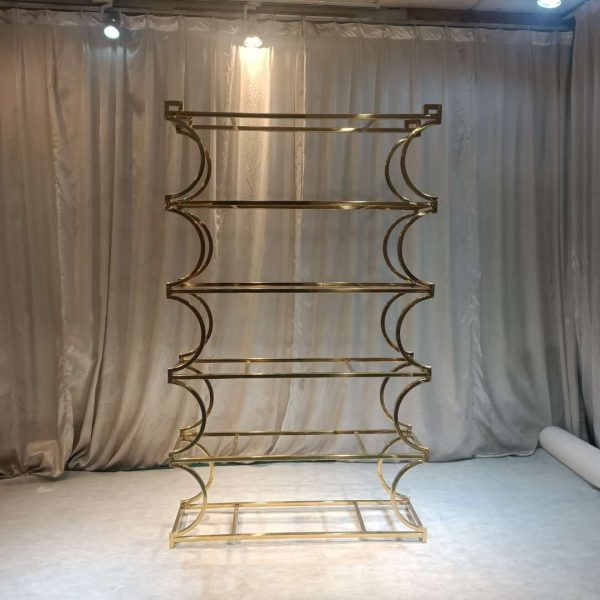 WENDING gold 6-tier wave column luxury wedding display rack Greek key crown champagne shelf