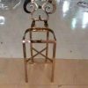 WENDING rose gold scrollwork cutout high-top bar stool European baroque mirror frame chair