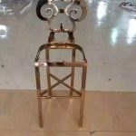 WENDING rose gold scrollwork cutout high-top bar stool European baroque mirror frame chair