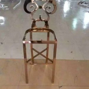 WENDING rose gold scrollwork cutout high-top bar stool European baroque mirror frame chair