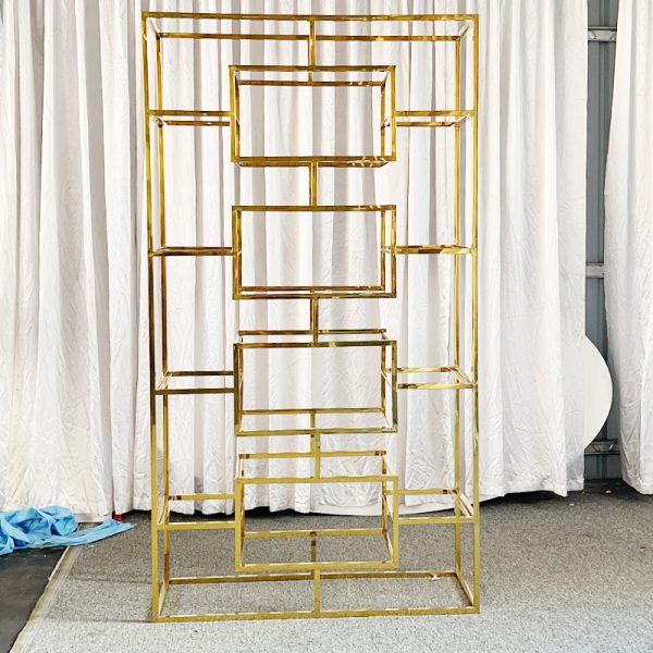 WENDING gold staggered tetris asymmetric multi-shelf wedding display rack champagne gold event stand