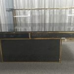 WENDING black gold rectangular signing desk with back shelf wedding reception counter