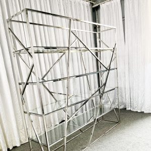 WENDING silver wide format 4-tier glass display rack X-cross brace wedding wine shelf