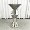WENDING silver diamond-cut geometric high-top cocktail bar table mirror facet stand