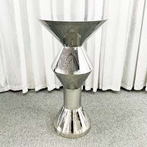 WENDING silver diamond-cut geometric high-top cocktail bar table mirror facet stand