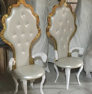 WENDING white gold Baroque tufted throne chair pair European royal wedding sweetheart seats