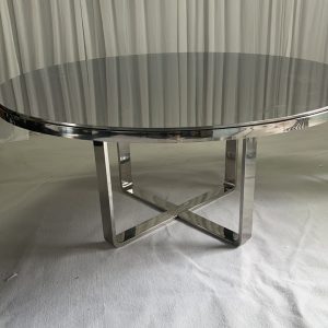 WENDING silver X-cross base round black mirror dining table modern hotel banquet table