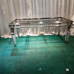 WENDING silver mirror circular-ring skirt dining table full-mirror leg hotel table