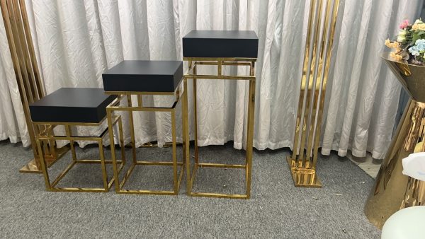 WENDING gold black square display stand set 3-piece grid frame wedding pedestal