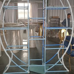 WENDING silver large circle frame 5-6 tier wedding display rack wave side moon stand