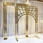 WENDING gold Art Deco sunburst arch backdrop frame luxury wedding ceremony stage