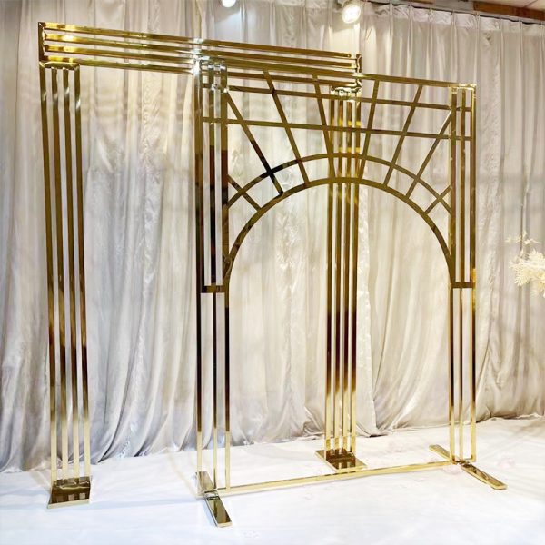 WENDING gold Art Deco sunburst arch backdrop frame luxury wedding ceremony stage