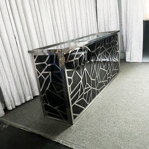 WENDING silver black cracked ice geometric wedding reception desk sign-in counter angular mirror panel