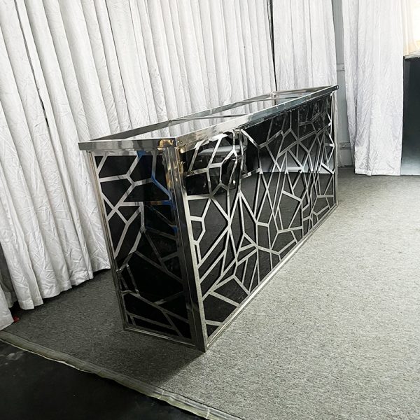 WENDING silver black cracked ice geometric wedding reception desk sign-in counter angular mirror panel