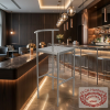 Arc ring bar stool at modern upscale hotel restaurant