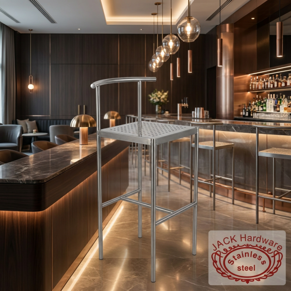Arc ring bar stool at modern upscale hotel restaurant