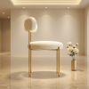 Gold round seat arc backrest chair side view contemporary luxury round seat arc silhouette warm