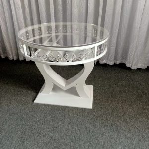 WENDING white heart-frame crystal-pendant round cake table romantic wedding display