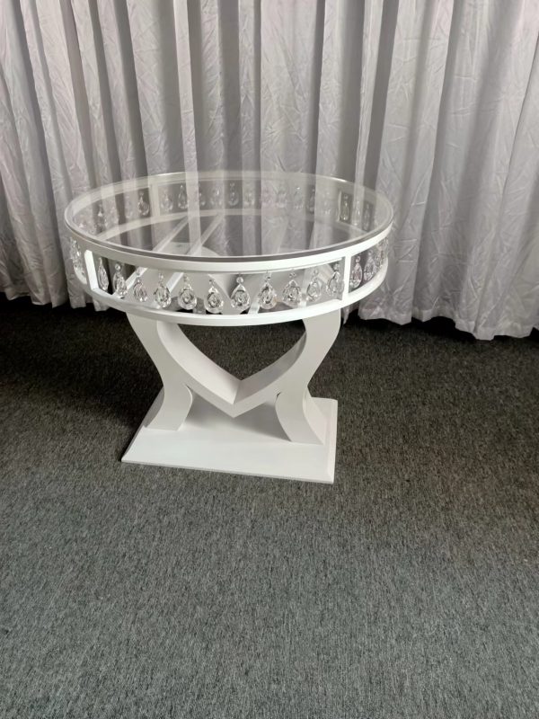 WENDING white heart-frame crystal-pendant round cake table romantic wedding display
