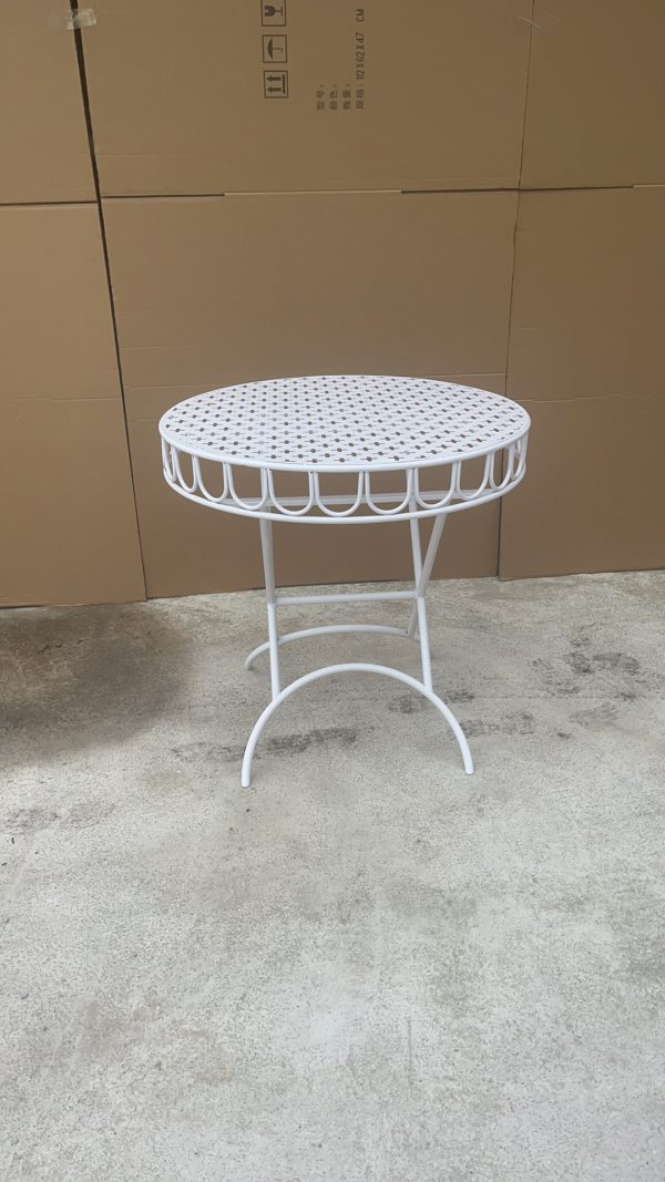 WENDING white iron lattice round folding garden table French vintage wedding display table