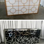 WENDING WD01 luxury stainless steel wedding reception desk sign-in bar counter white gold geometric design