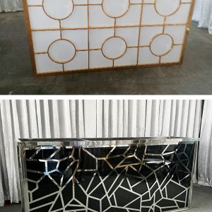 WENDING WD01 luxury stainless steel wedding reception desk sign-in bar counter white gold geometric design