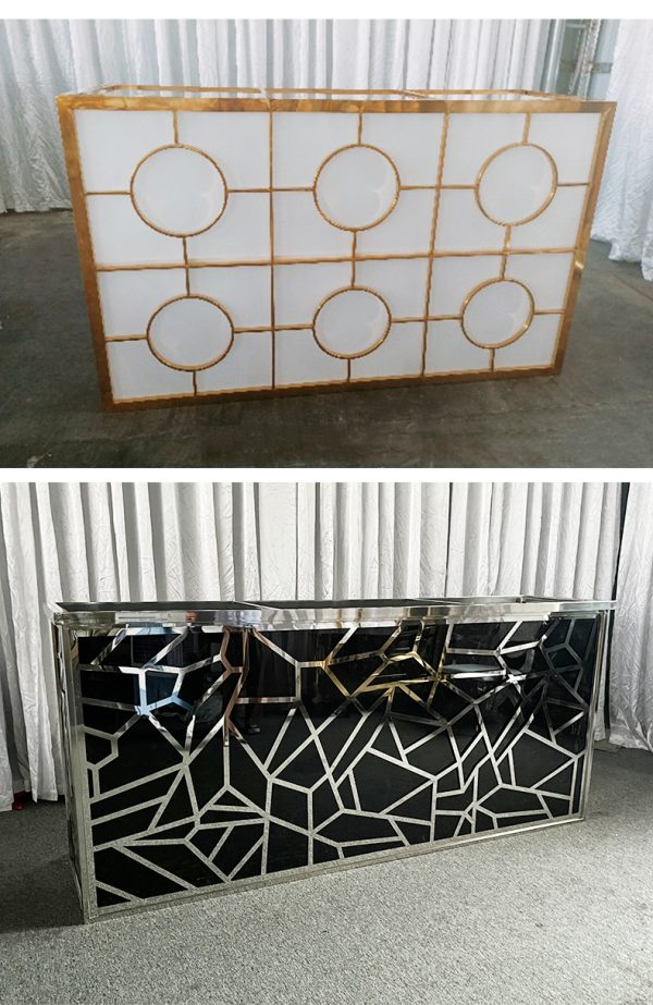 WENDING WD01 luxury stainless steel wedding reception desk sign-in bar counter white gold geometric design