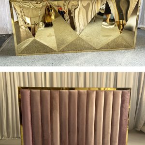 WENDING B05 luxury metal wedding background panel - mirror geometric acrylic and velvet soft tube backdrop decoration