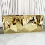 WENDING all gold diamond faceted 3D wedding reception desk ultra luxury sign-in counter titanium gold