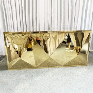 WENDING all gold diamond faceted 3D wedding reception desk ultra luxury sign-in counter titanium gold