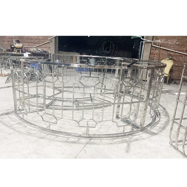 WENDING silver arc curved geometric lattice wedding reception desk semi-circle sign-in counter octagonal