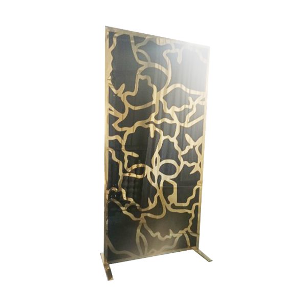WENDING black gold laser-cut peony floral screen backdrop Chinese art panel stand