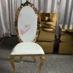 WENDING gold floral crown oval high-back dining chair European Baroque wedding banquet chair