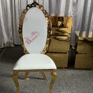 WENDING gold floral crown oval high-back dining chair European Baroque wedding banquet chair