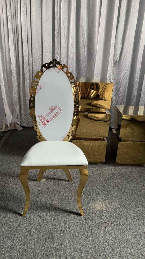 WENDING gold floral crown oval high-back dining chair European Baroque wedding banquet chair
