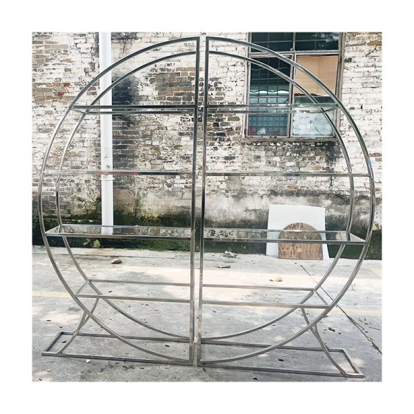 WENDING silver circular double half round wedding display rack wine shelf dessert table