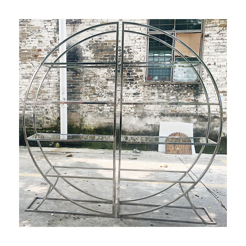 WENDING silver circular double half round wedding display rack wine shelf dessert table