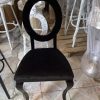 WENDING all-black oval-back velvet cabriole dining chair French neoclassical dark luxury