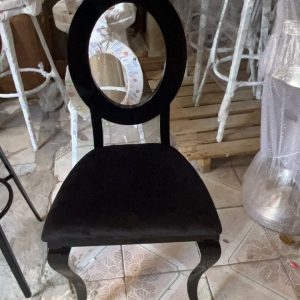 WENDING all-black oval-back velvet cabriole dining chair French neoclassical dark luxury