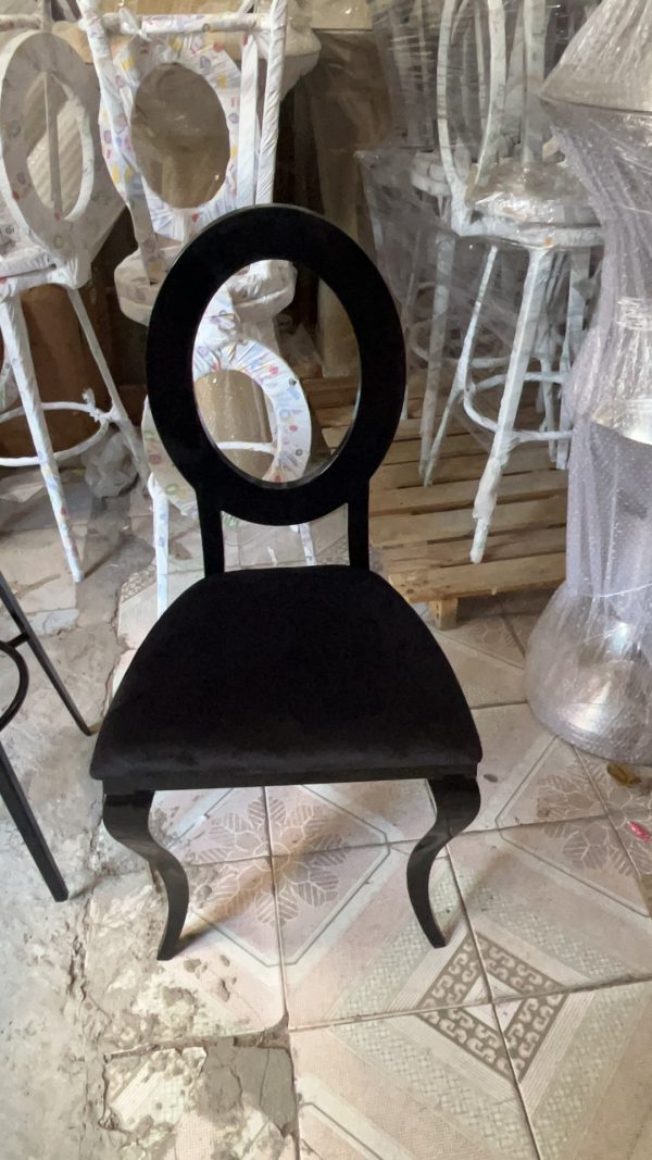 WENDING all-black oval-back velvet cabriole dining chair French neoclassical dark luxury