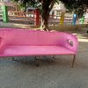 WENDING rose pink velvet curved loveseat romantic wedding bridal sofa