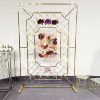 WENDING gold diamond lattice floral backdrop wall LED octagonal frame wedding stage